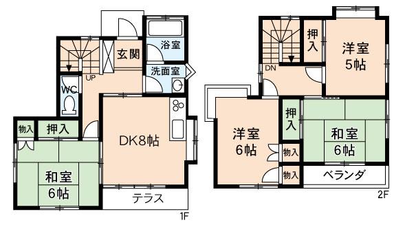 Floor plan. 7.5 million yen, 4DK, Land area 102.33 sq m , Building area 82.39 sq m