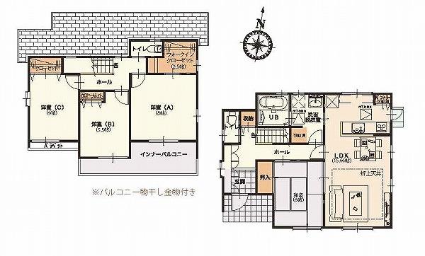 Floor plan. (Building 2), Price 25,800,000 yen, 4LDK, Land area 198.94 sq m , Building area 106.82 sq m