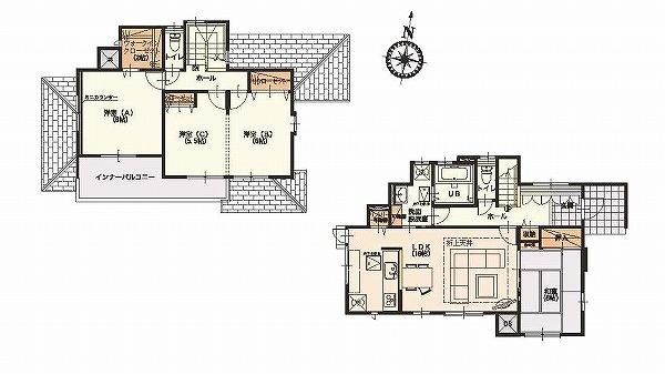 Floor plan. (3 Building), Price 22,880,000 yen, 4LDK, Land area 219.47 sq m , Building area 105.99 sq m