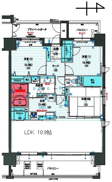 Floor plan. 3LDK, Price 24,900,000 yen, Footprint 90.4 sq m , Balcony area 22.38 sq m floor plan