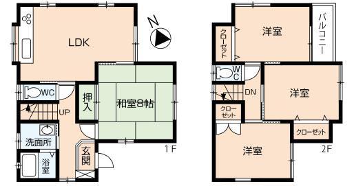 Floor plan. 6.8 million yen, 4LDK, Land area 155.88 sq m , Building area 87.35 sq m