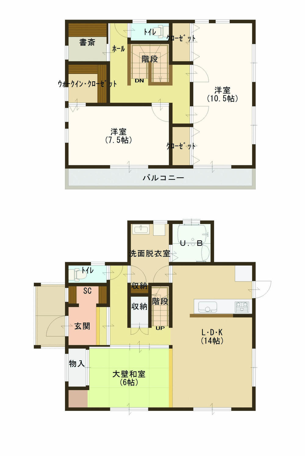 Building plan example (floor plan). Building plan example 4LDK, Land price 10.4 million yen, Land area 231.42 sq m , Building price 15.4 million yen, Building area 110.97 sq m