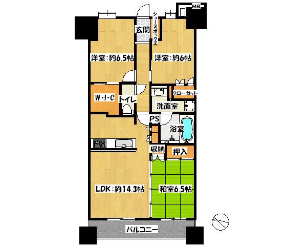 Floor plan. 3LDK, Price 22,800,000 yen, Footprint 75 sq m , Balcony area 11.07 sq m floor plan