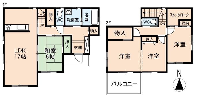 Floor plan. 21.5 million yen, 4LDK + S (storeroom), Land area 266.68 sq m , Building area 105.22 sq m