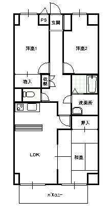 Floor plan. 3LDK, Price 4.8 million yen, Footprint 59.4 sq m