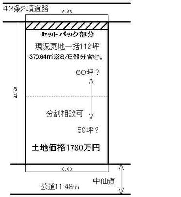 Compartment figure. Land price 11.2 million yen, Land area 370.64 sq m