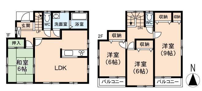 Floor plan. 22,800,000 yen, 4LDK, Land area 178.68 sq m , Building area 104.33 sq m