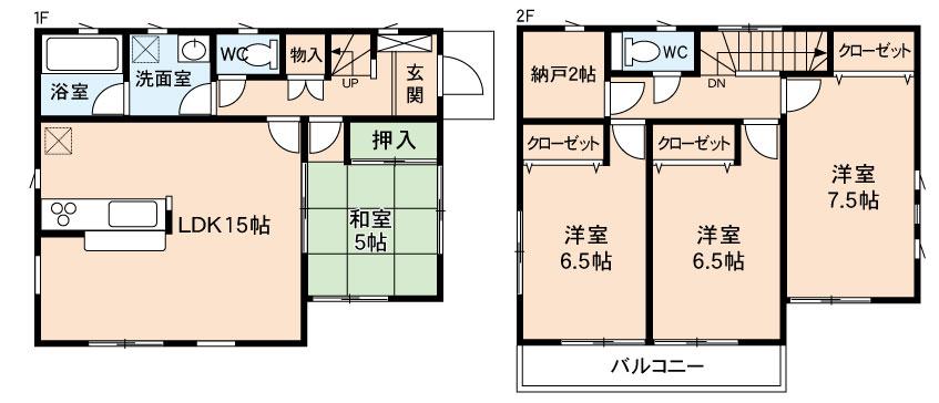 Floor plan. (Building 2), Price 17,900,000 yen, 4LDK+S, Land area 226.7 sq m , Building area 96.79 sq m
