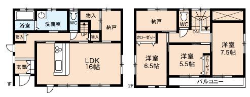 Floor plan. 21,800,000 yen, 3LDK + 2S (storeroom), Land area 365.65 sq m , Building area 105.99 sq m