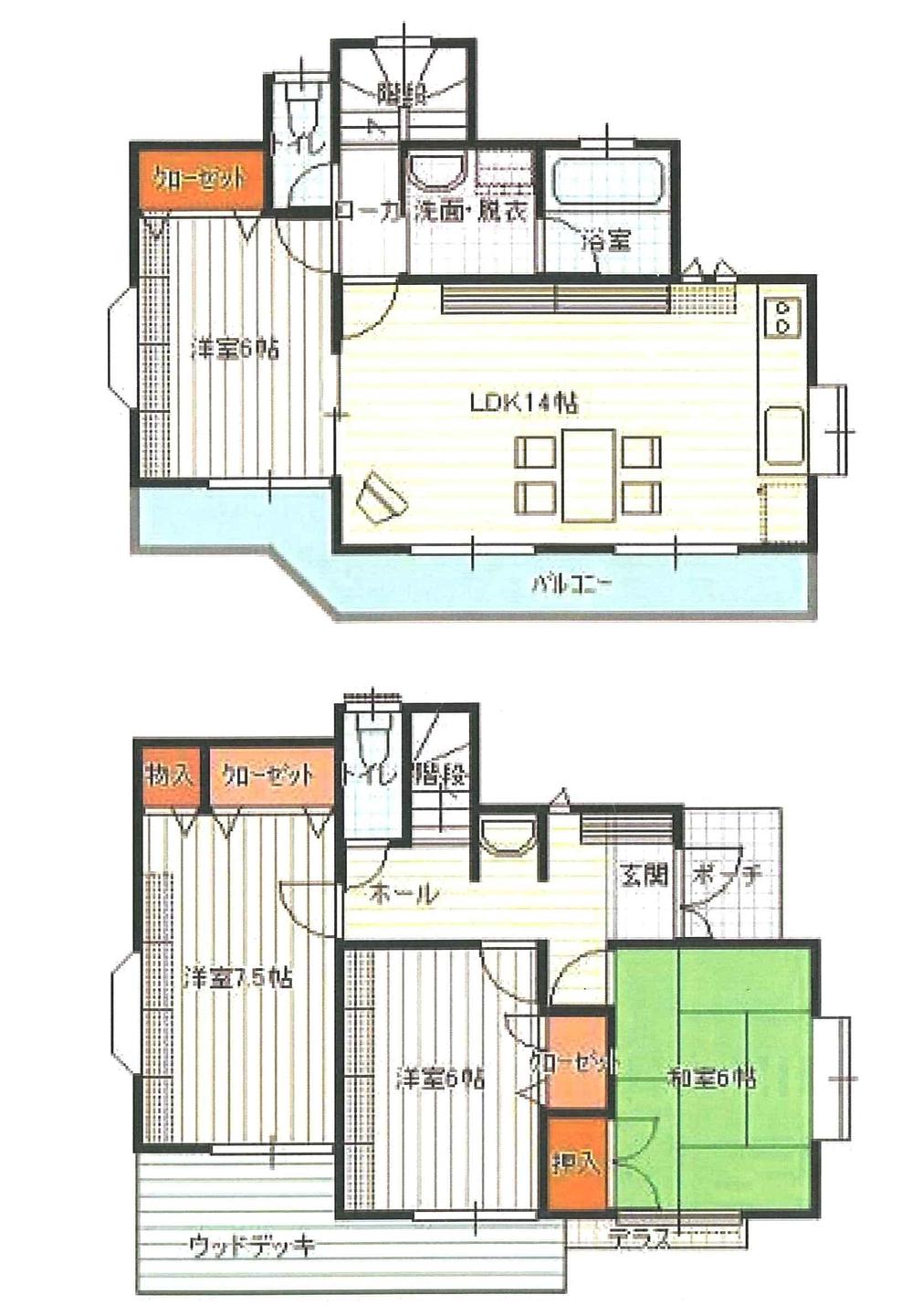Floor plan. 15.8 million yen, 4LDK, Land area 175.55 sq m , Building area 93.96 sq m