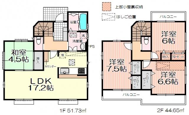 Floor plan. 24,800,000 yen, 4LDK, Land area 125.12 sq m , Building area 95.38 sq m