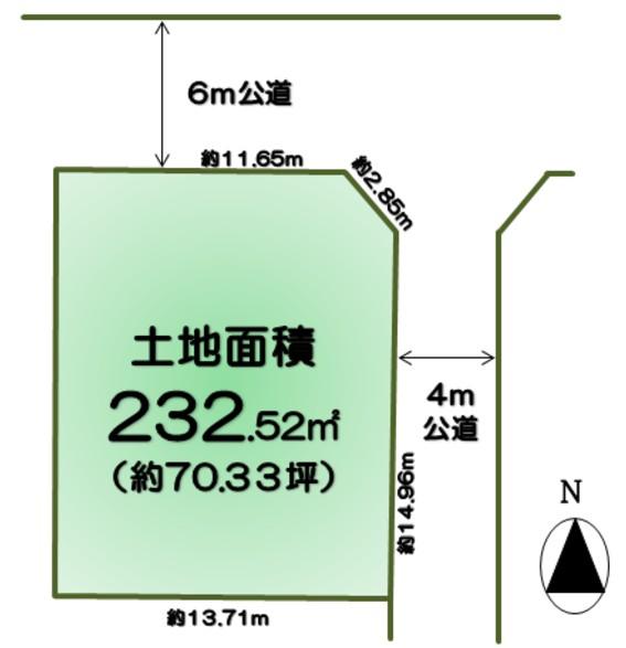 Compartment figure. Land price 14.6 million yen, Land area 232.52 sq m