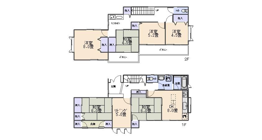 Floor plan. 18,800,000 yen, 6LDK, Land area 136.99 sq m , Building area 128.76 sq m
