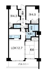Floor plan. 3LDK, Price 8.7 million yen, Occupied area 61.68 sq m , Balcony area 9.4 sq m