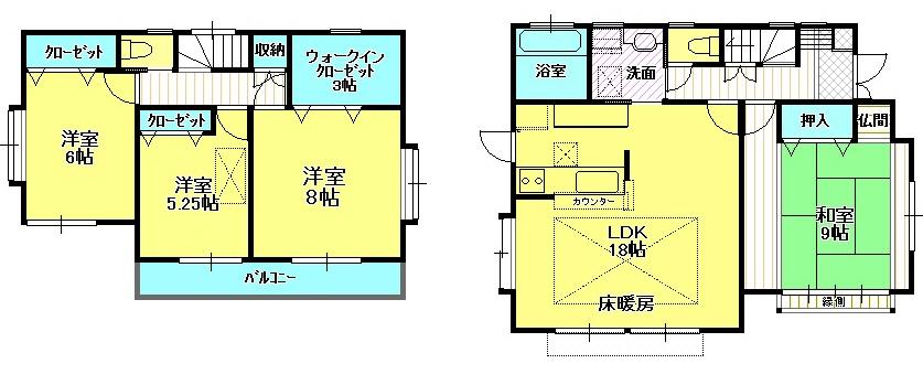 Floor plan. 27,800,000 yen, 4LDK, Land area 201 sq m , Building area 110.13 sq m