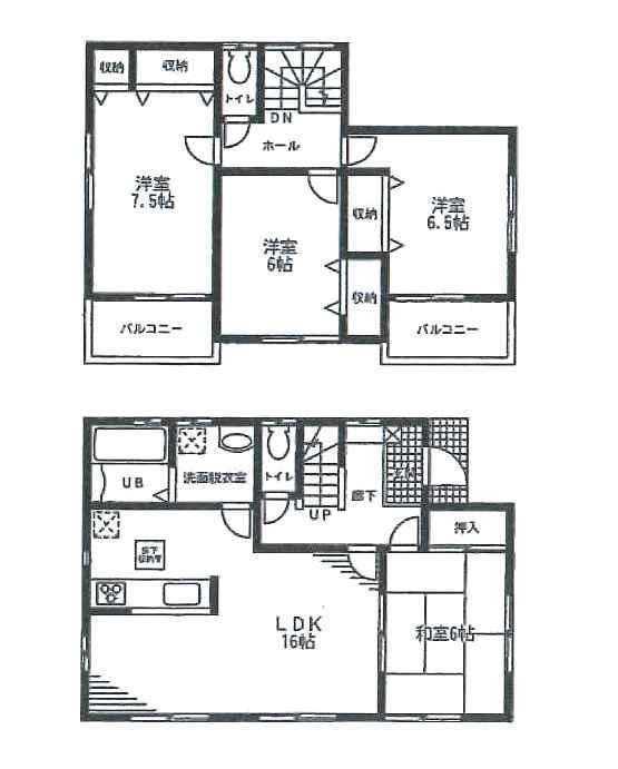 Floor plan. 20.8 million yen, 4LDK, Land area 156.09 sq m , Building area 101.02 sq m