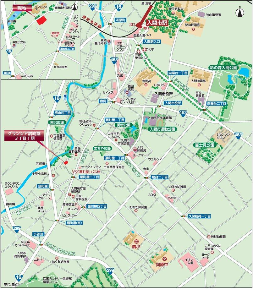 Local guide map. Please enter the "Ogimachiya 3-chome, 4-28" is traveling on the car navigation system