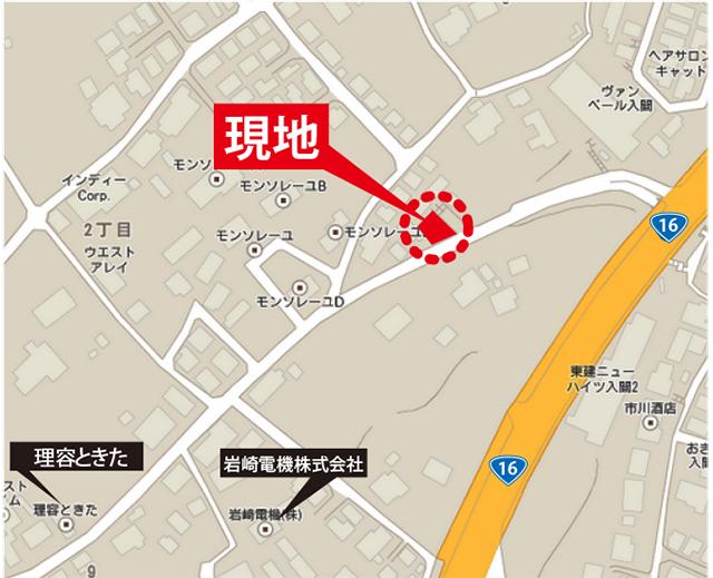 Local guide map. Access to Route 16 is immediately.