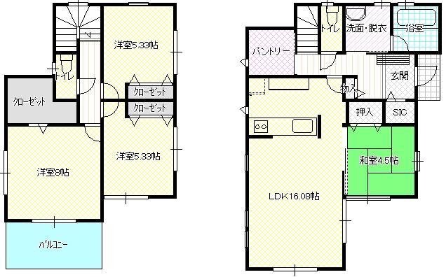 Floor plan. 33,700,000 yen, 4LDK, Land area 160.31 sq m , Building area 101.02 sq m