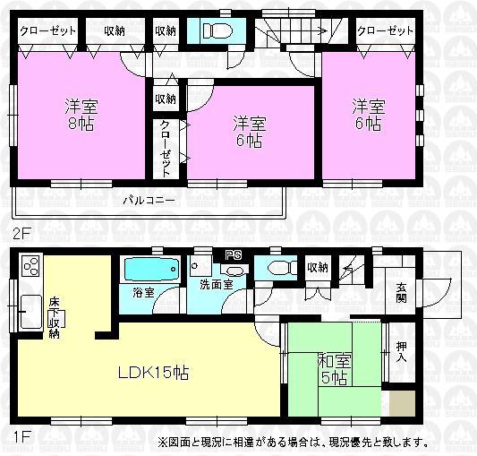 Floor plan. (9 Building), Price 21,800,000 yen, 4LDK, Land area 130.87 sq m , Building area 96.79 sq m