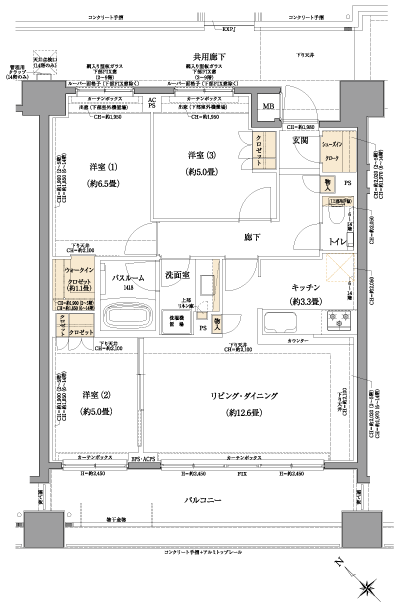 Floor: 3LDK + WIC + SIC, the occupied area: 72.61 sq m