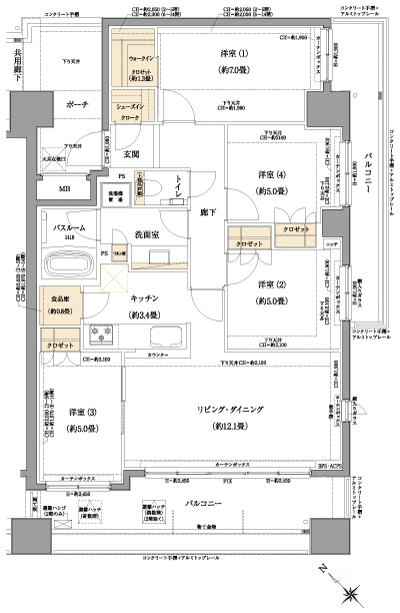 Floor: 4LDK + P (pantry) + WIC + SIC, the occupied area: 85.05 sq m