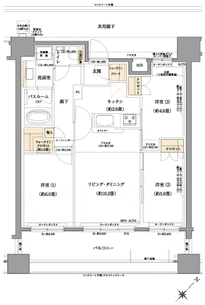 Floor: 3LDK + WIC + SIC, the occupied area: 64.51 sq m