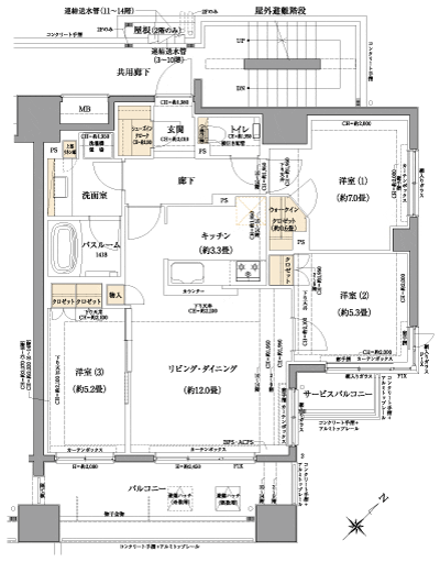 Floor: 3LDK + WIC + SIC, the occupied area: 73.62 sq m