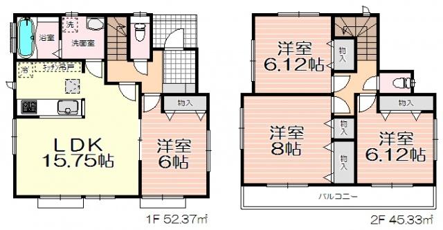 Floor plan. 26,800,000 yen, 4LDK, Land area 116.04 sq m , Building area 97.7 sq m 2 Building