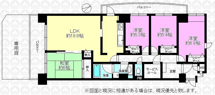 Floor plan. 4LDK + S (storeroom), Price 22,800,000 yen, Occupied area 97.32 sq m , Balcony area 16.09 sq m