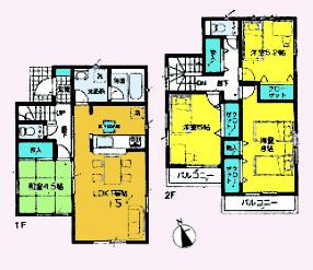 Floor plan. (1 Building), Price 22,800,000 yen, 4LDK, Land area 100.06 sq m , Building area 93.15 sq m
