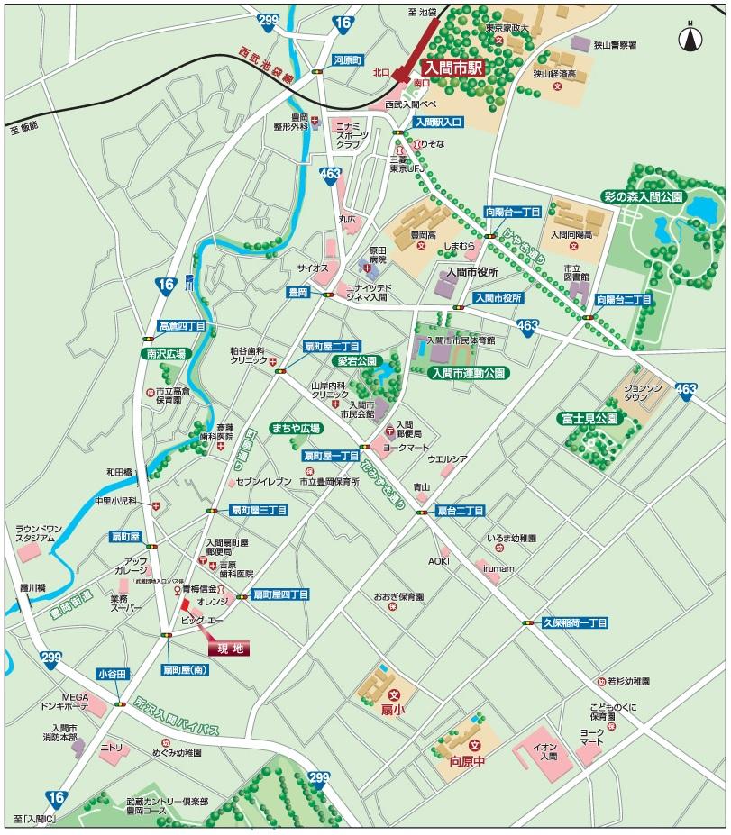 Local guide map. Seibu Ikebukuro Line "Iruma" bus 5 minutes from the station "Musashi housing complex entrance" a 1-minute walk from the bus stop