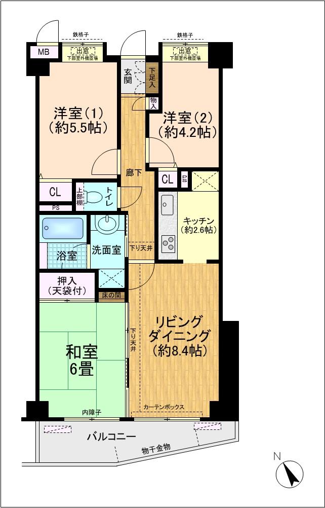 Floor plan. 3LDK, Price 11.5 million yen, Footprint 61.6 sq m , Balcony area 6.93 sq m