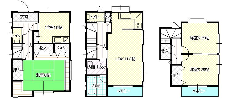 Floor plan. 16.8 million yen, 4LDK, Land area 57.05 sq m , Building area 90.82 sq m