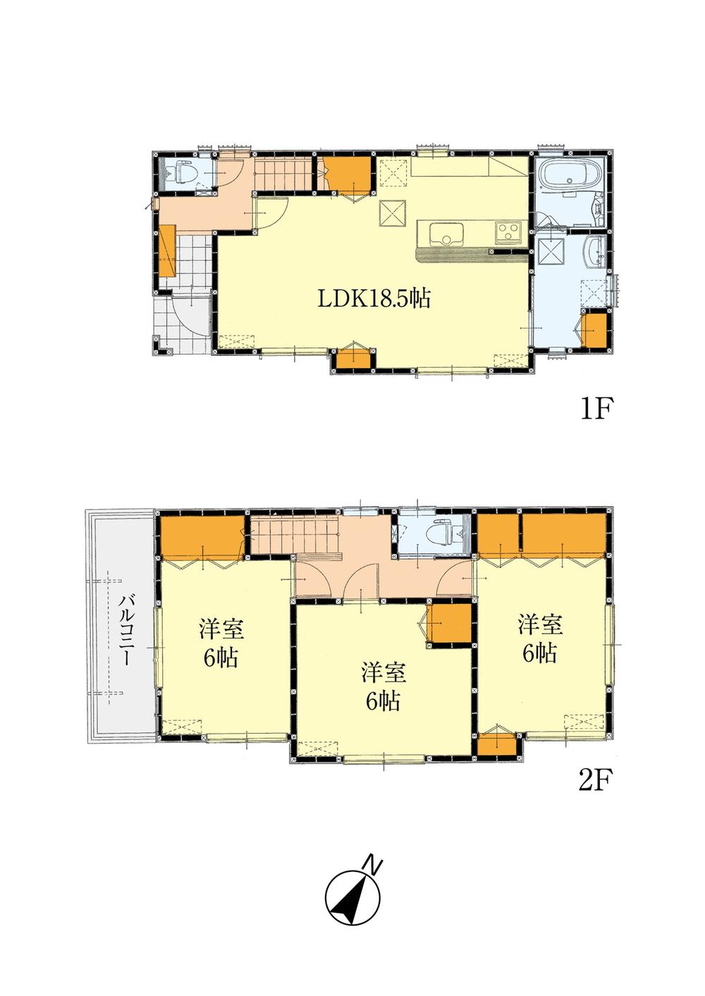 Floor plan. 19,800,000 yen, 3LDK, Land area 115.92 sq m , Building area 95.43 sq m Zenshitsuminami direction, Easy-to-use floor plan. 