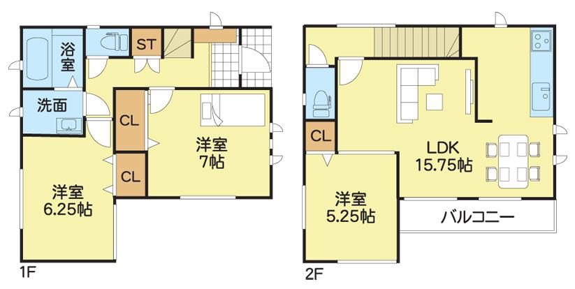 Floor plan. 21,800,000 yen, 3LDK, Land area 74.02 sq m , Building area 81.14 sq m easy-to-use 3LDK type