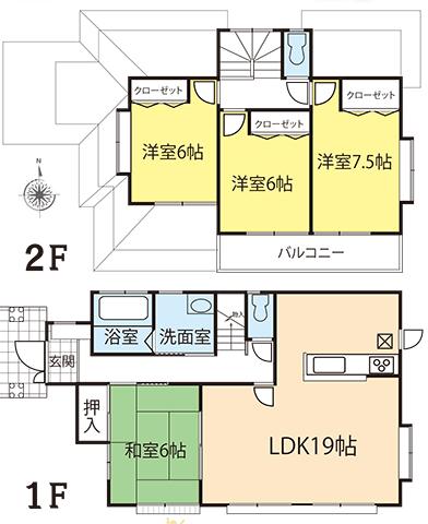 Floor plan. 21,800,000 yen, 4LDK, Land area 142.53 sq m , Building area 98.95 sq m