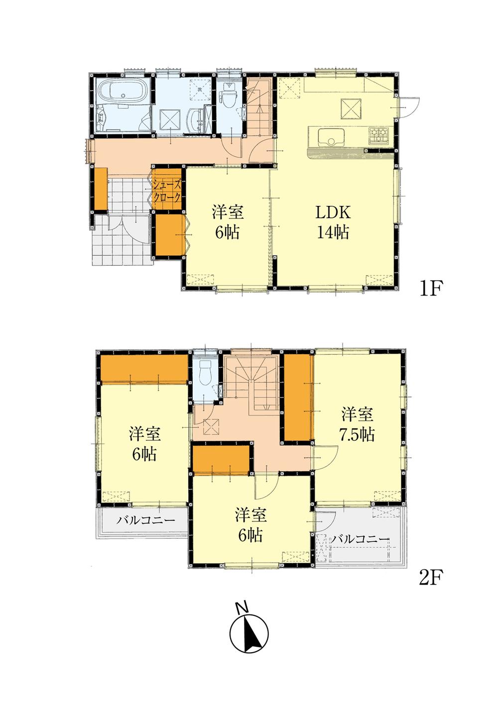 Floor plan. 27,200,000 yen, 4LDK, Land area 200.1 sq m , Building area 101.01 sq m spacious 4LDK