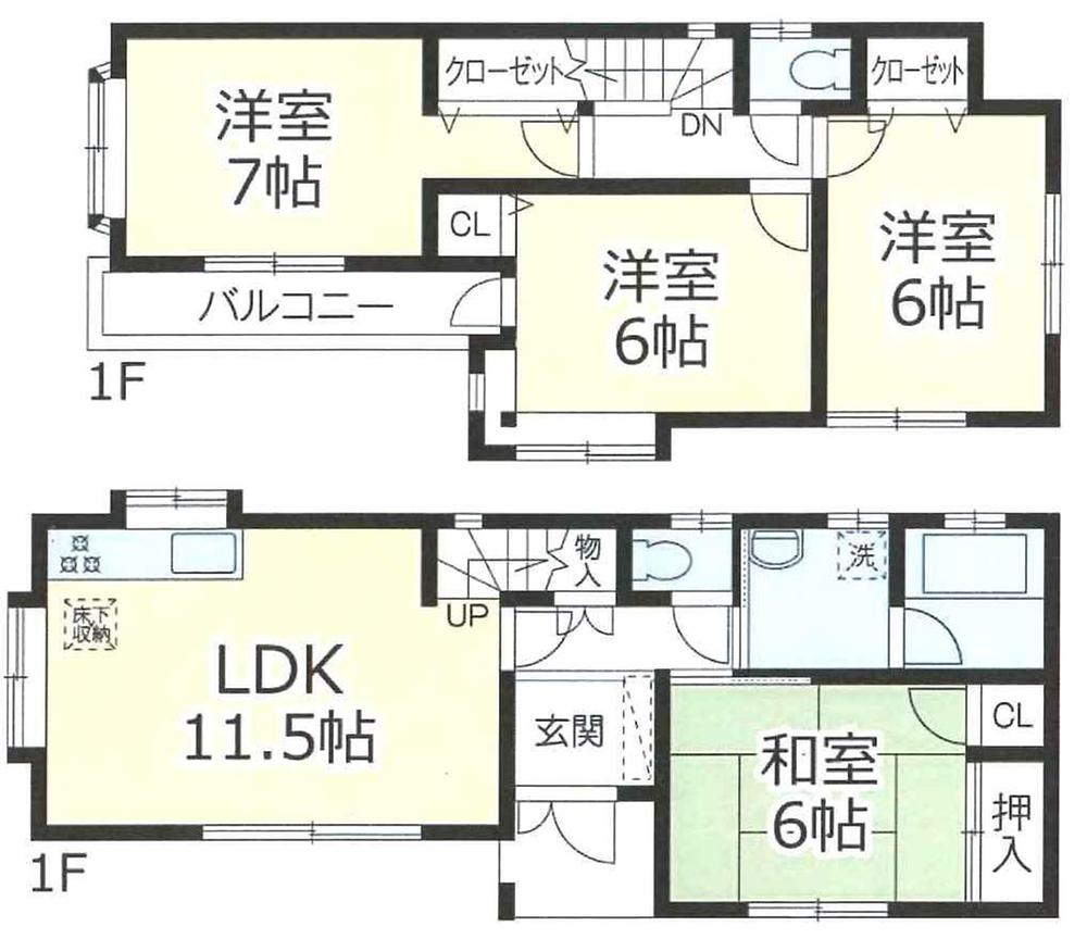 Floor plan. 16.8 million yen, 4LDK, Land area 105 sq m , Building area 86.94 sq m