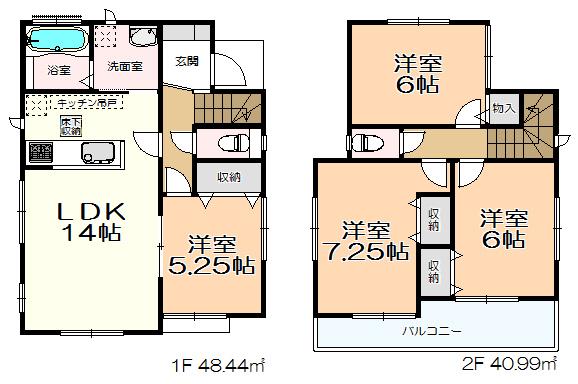 Floor plan. 18.9 million yen, 4LDK, Land area 100.29 sq m , Building area 89.43 sq m