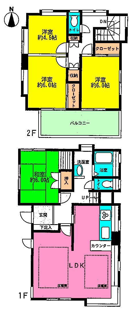 Floor plan. 17.8 million yen, 4LDK, Land area 100.18 sq m , Building area 96.36 sq m