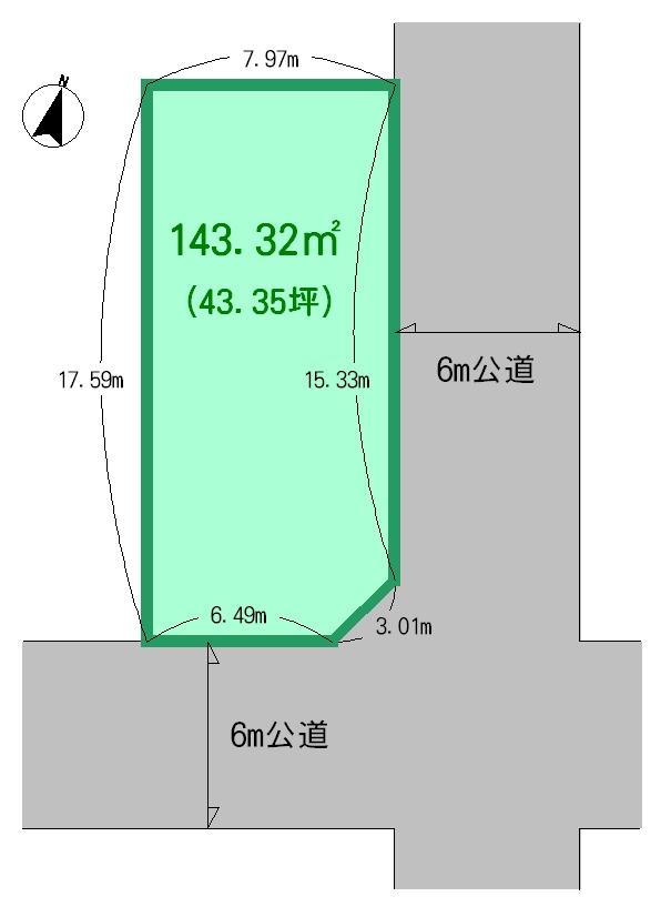 Compartment figure. Land price 12.8 million yen, Land area 143.32 sq m