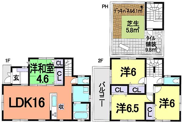 Floor plan. (3A), Price 29,800,000 yen, 4LDK, Land area 107.91 sq m , Building area 98.53 sq m