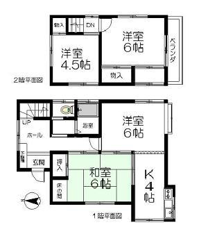 Floor plan. 6.8 million yen, 4K, Land area 95.4 sq m , Building area 59.61 sq m