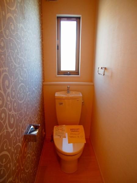 Toilet. Toilet stylish wallpaper is characteristic! 