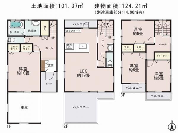 Floor plan. 27,800,000 yen, 4LDK, Land area 101.37 sq m , Building area 124.21 sq m