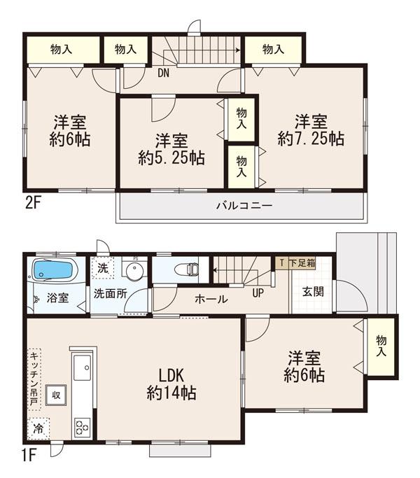 Floor plan. (Building 2), Price 20.8 million yen, 4LDK, Land area 110.54 sq m , Building area 95.22 sq m