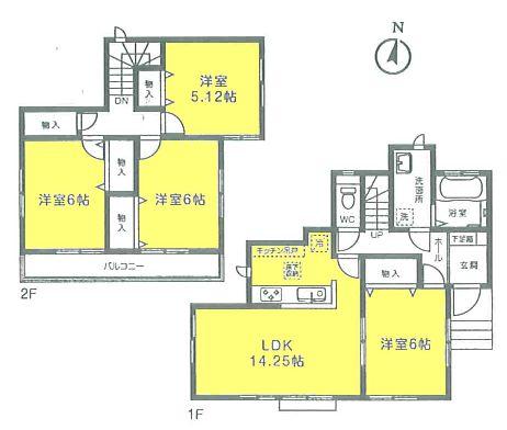 Floor plan. 23.8 million yen, 4LDK, Land area 115.32 sq m , Building area 93.78 sq m