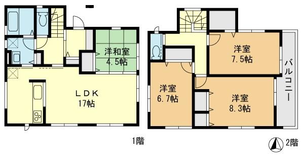 Floor plan. 23.8 million yen, 4LDK, Land area 133.19 sq m , Building area 105.37 sq m 1 Building Floor Plan