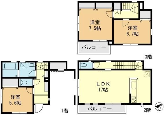 Floor plan. 23.8 million yen, 3LDK, Land area 62.92 sq m , Building area 104.12 sq m floor plan